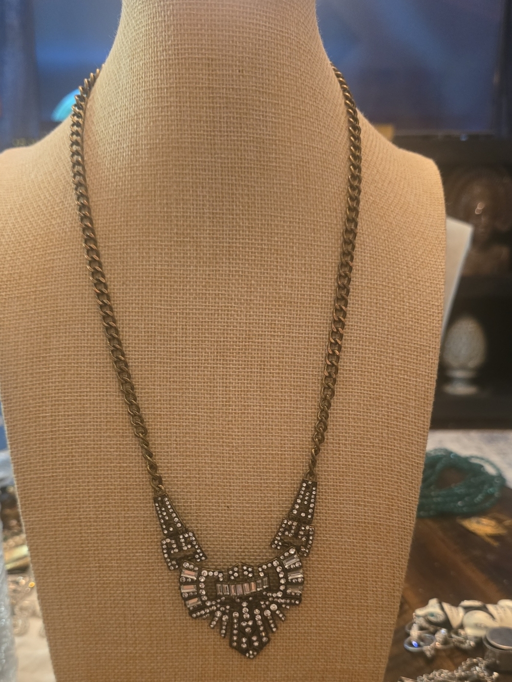 BaubleBar Gunmetal Crystal Statement Necklace